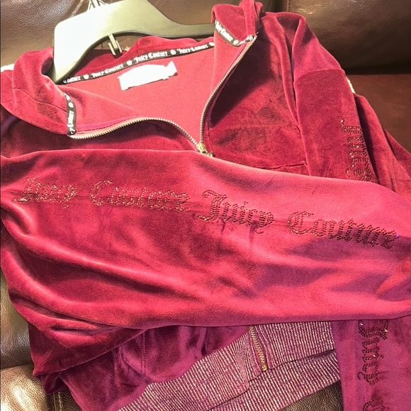 Juicy Couture Jackets & Blazers - Juicy Couture Women’s Rich Burgundy Velour Hoodie Size Med- BRAND NEW W/O TAGS